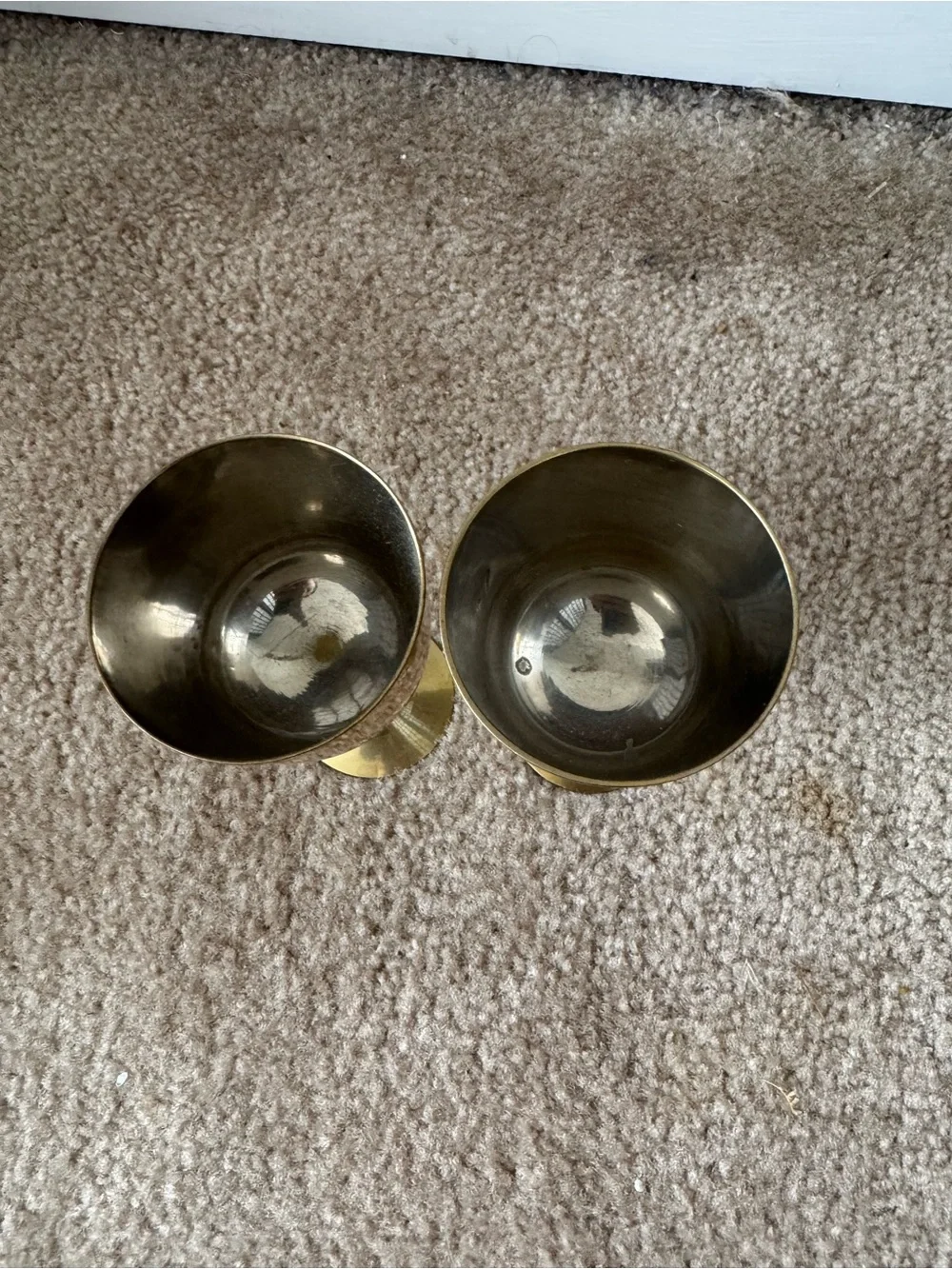 Vintage Brass Gold Stemmed Wine Glasses / Goblets